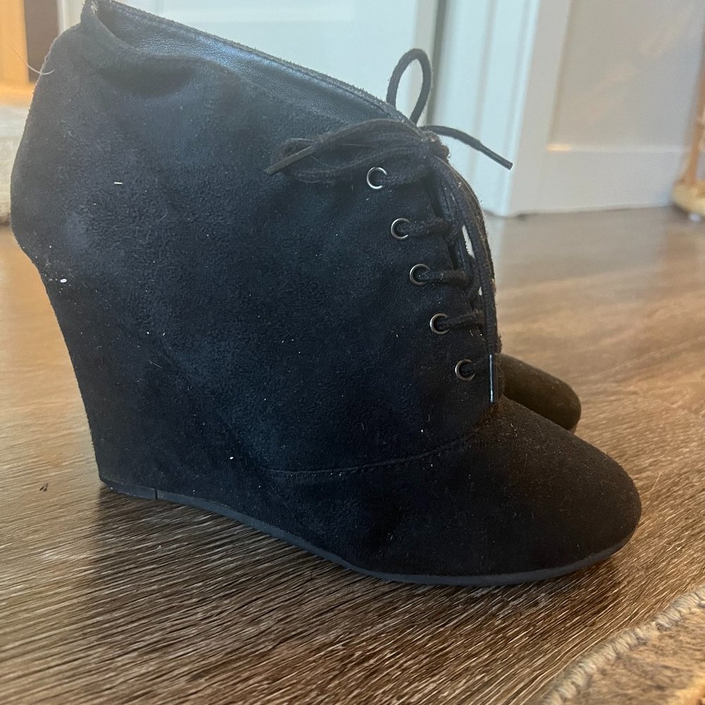Wedge Black Suede Booties